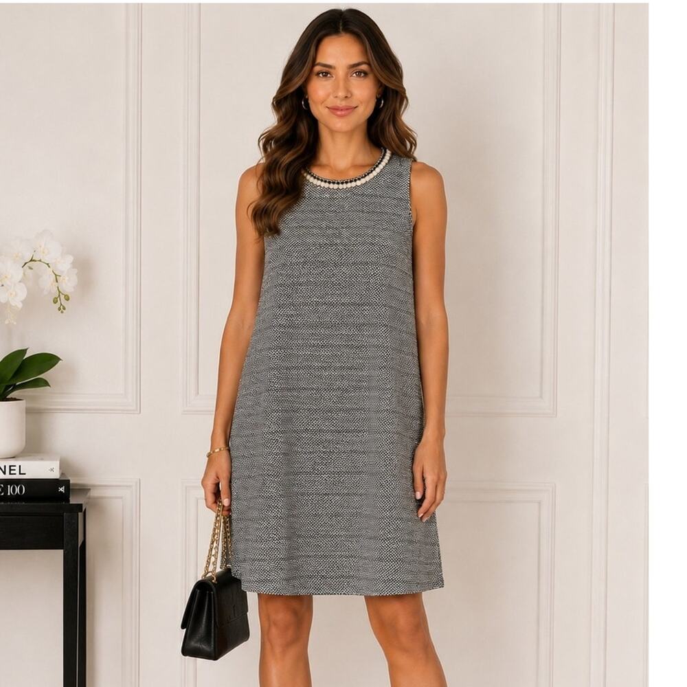 Karl Lagerfeld Paris Pearl Trim Swing Dress Size 6 NWT